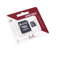 Карта памяти microSDXC 64Gb SmartBuy, Class10, UHS-1, с адаптером