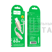 Кабель Type-C to Type-C HOCO X117 Star, 1m, PD 60W,  черный, серая вставка