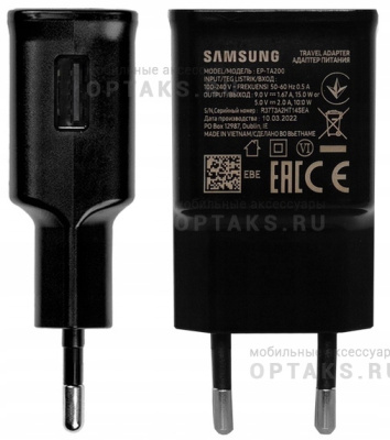 Ориг для Samsung, сетевое зарядное устройство 15W Модель EP-TA200, черный, в техпаке