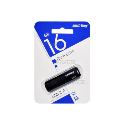 Флешка USB 16 Гб SmartBuy Clue, USB2.0, пластик, чёрный